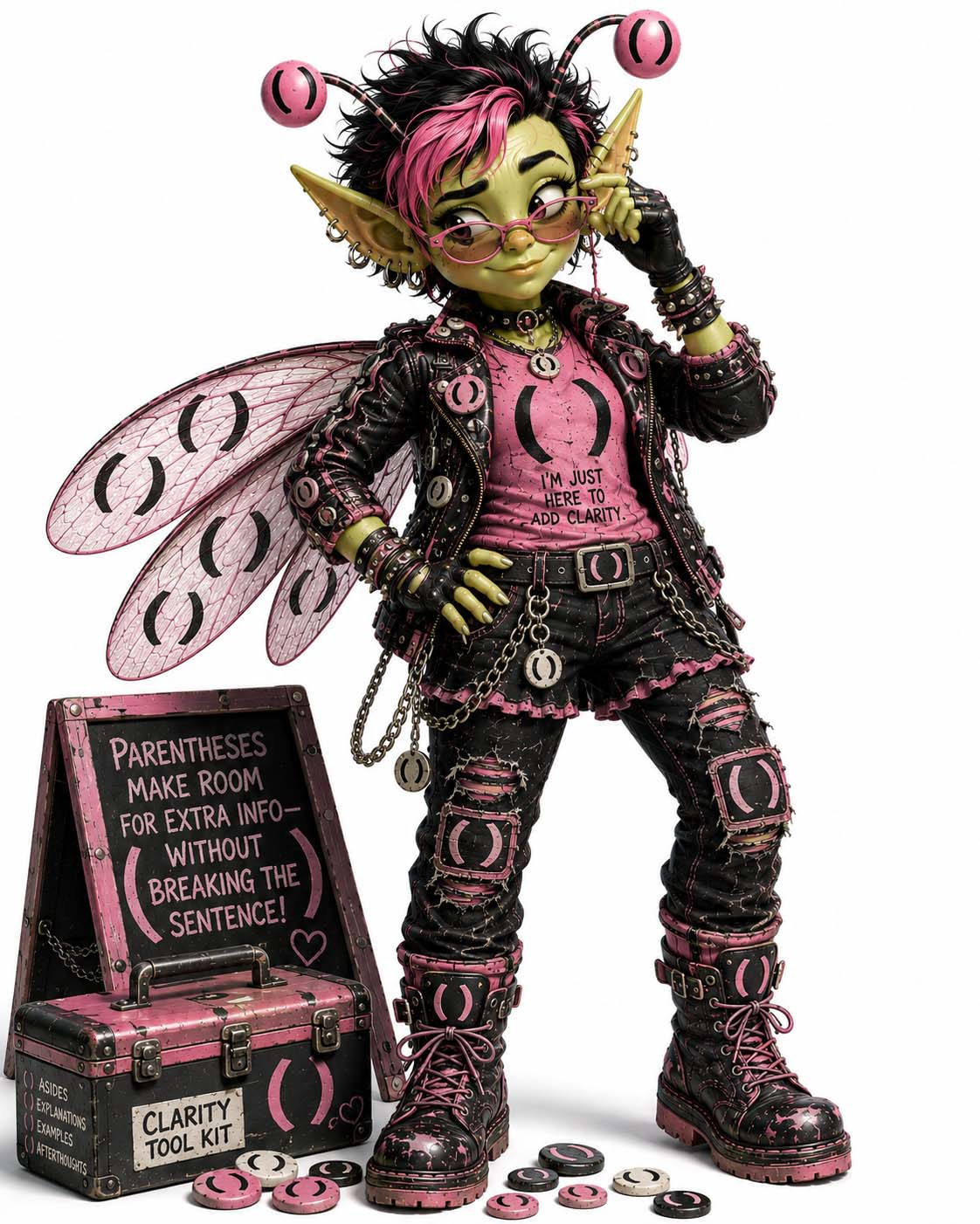 Parenthesis Penny, original Punctuation Pest illustration